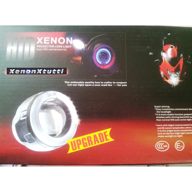 Proiettore BIXENON LENTICOLARE con Angel EYE PER MOTO Proiettore BIXENON LENTICOLARE con Angel EYE PER MOTO